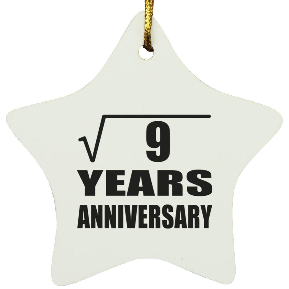 3rd Anniversary Square Root of 9 Years Anniversary - Star Ornament