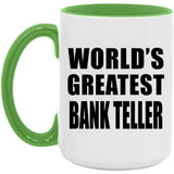 World's Greatest Bank Teller - 15oz Accent Mug Green