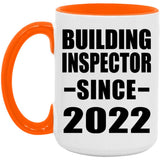 Building Inspector Since 2022 - 15oz Accent Mug Orange