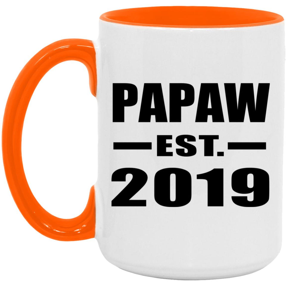 Papaw Established EST. 2019 - 15oz Accent Mug Orange
