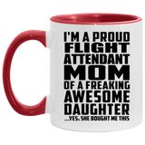 Proud Flight Attendant Mom Of Awesome Daughter - 11oz Accent Mug Red