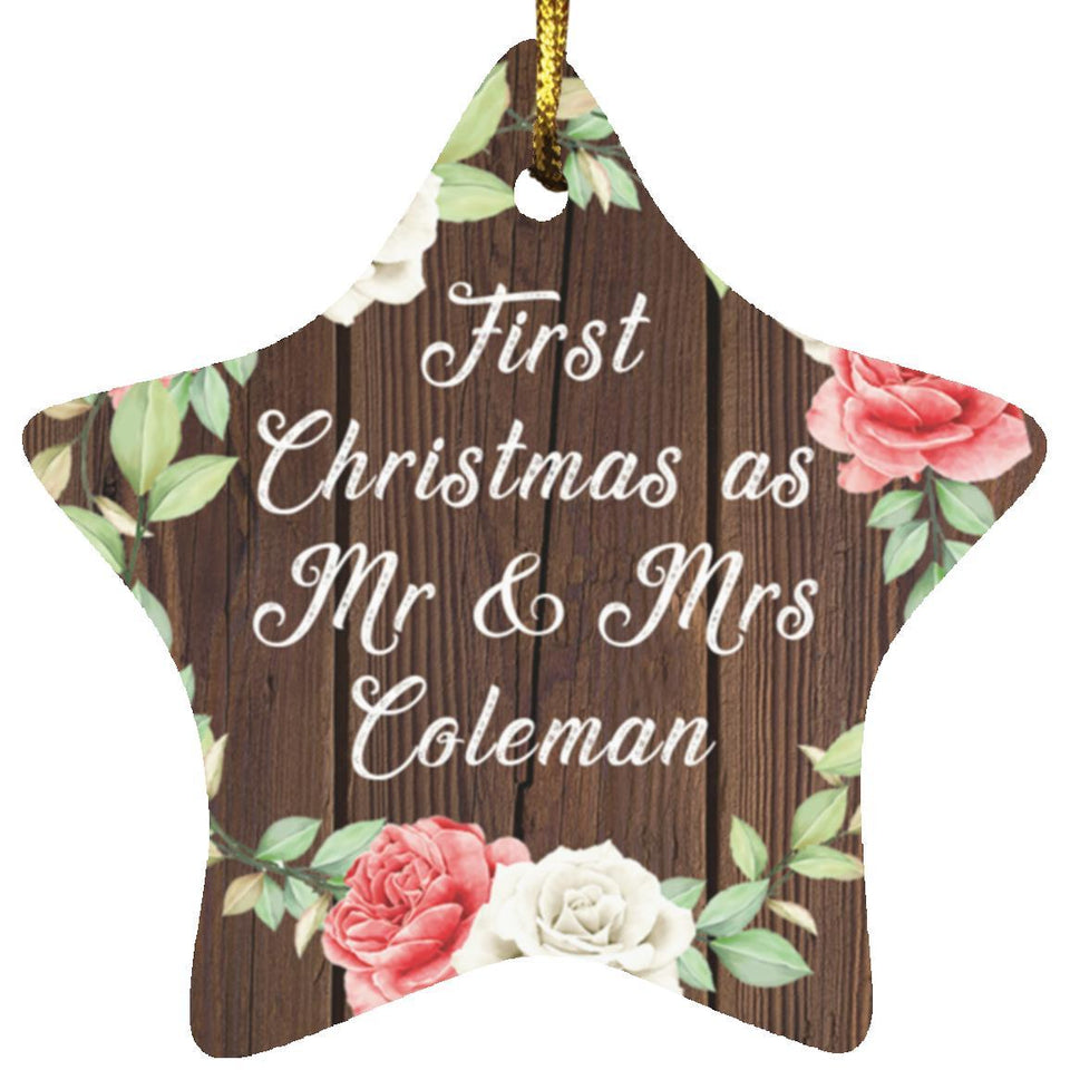 First Christmas As Mr & Mrs Coleman - Star Ornament A