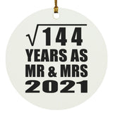 12th Anniversary Square Root of 144 Years As Mr & Mrs 2021 - Circle Ornament