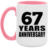 67th Anniversary 67 Years Anniversary - 15oz Accent Mug Pink
