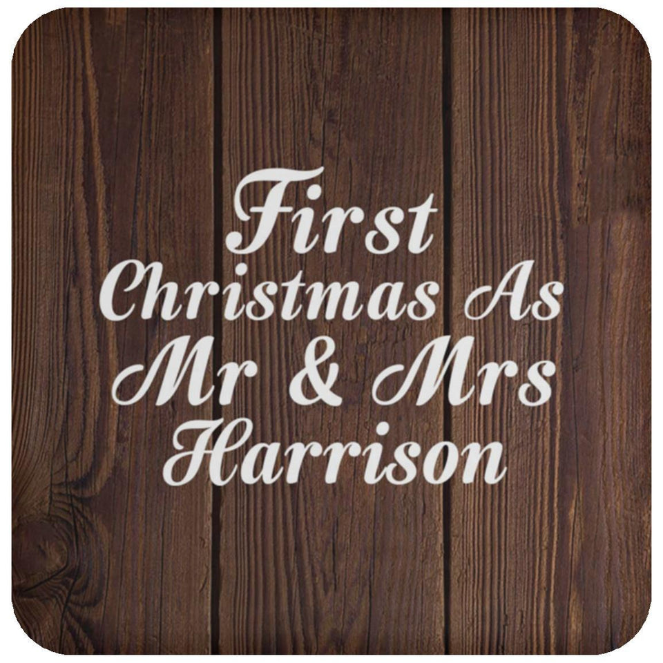 First Christmas As Mr & Mrs Harrison - Drink Coaster D