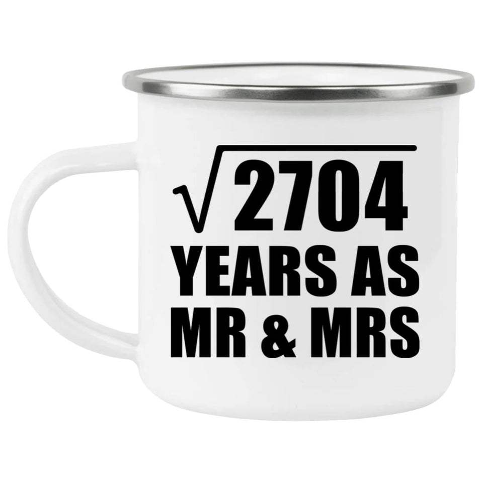 52nd Anniversary Square Root of 2704 Years As Mr & Mrs - 12oz Camping Mug