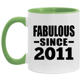 13th Birthday Fabulous Since 2011 - 11oz Accent Mug Green