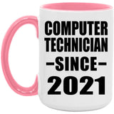 Computer Technician Since 2021 - 15oz Accent Mug Pink