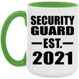 Security Guard Established EST. 2021 - 15oz Accent Mug Green