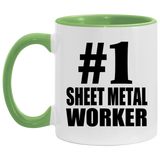 Number One #1 Sheet Metal Worker - 11oz Accent Mug Green