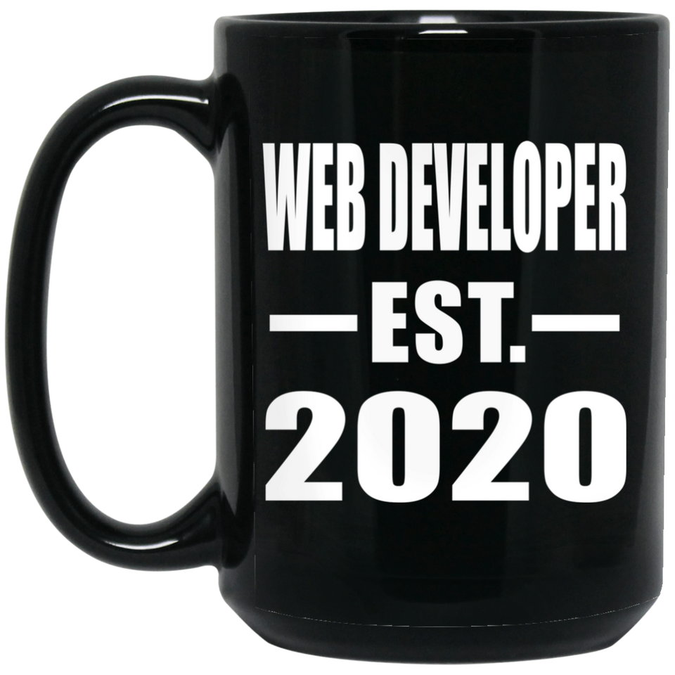 Web Developer Established EST. 2020 - 15oz Coffee Mug Black