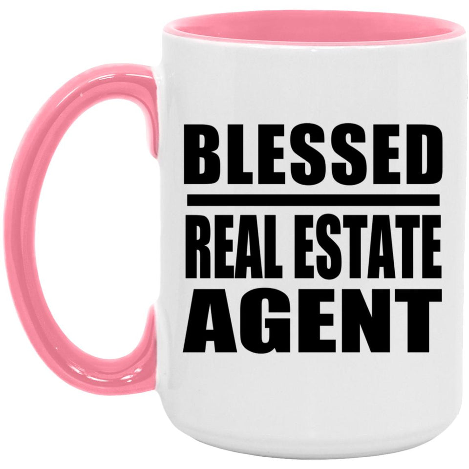 Blessed Real Estate Agent - 15oz Accent Mug Pink