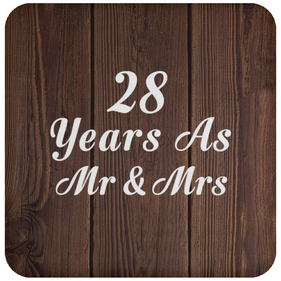 28th Anniversary 28 Years As Mr & Mrs - Drink Coaster D