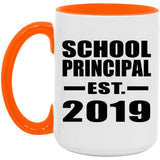 School Principal Established EST. 2019 - 15oz Accent Mug Orange