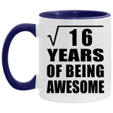 4th Birthday Square Root Of 16 Years Of Being Awesome - 11oz Accent Mug Purple