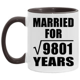 99th Anniversary Married For Square Root of 9801 Years - 11oz Accent Mug Black