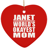 Janet World's Okayest Mom - Heart Ornament