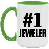 Number One #1 Jeweler - 15oz Accent Mug Green