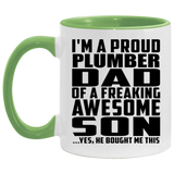 Proud Plumber Dad Of Awesome Son - 11oz Accent Mug Green