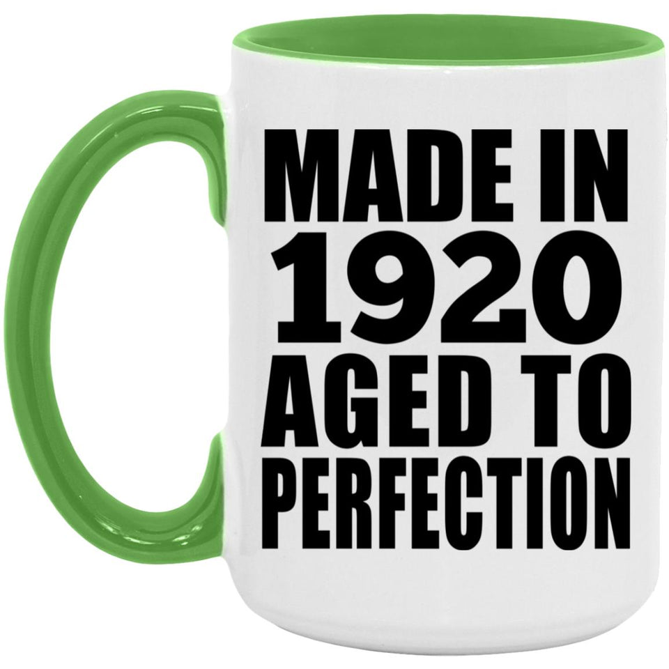 104th Birthday Made In 1920 Aged to Perfection - 15oz Accent Mug Green