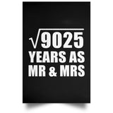95th Anniversary Square Root of 9025 Years As Mr & Mrs - Poster Portrait
