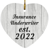 Insurance Underwriter Established Est. 2022 - Heart Ornament F