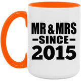 9th Anniversary Mr & Mrs Since 2015 - 15oz Accent Mug Orange