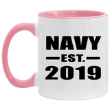 Navy Established EST. 2019 - 11oz Accent Mug Pink