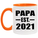 Papa Established EST. 2021 - 11oz Accent Mug Orange