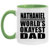 Nathaniel World's Okayest Dad - 11oz Accent Mug Green