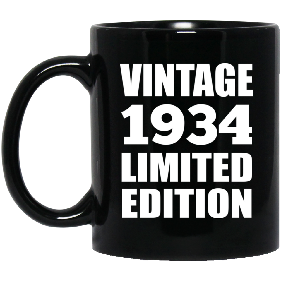 90th Birthday Vintage 1934 Limited Edition - 11oz Coffee Mug Black