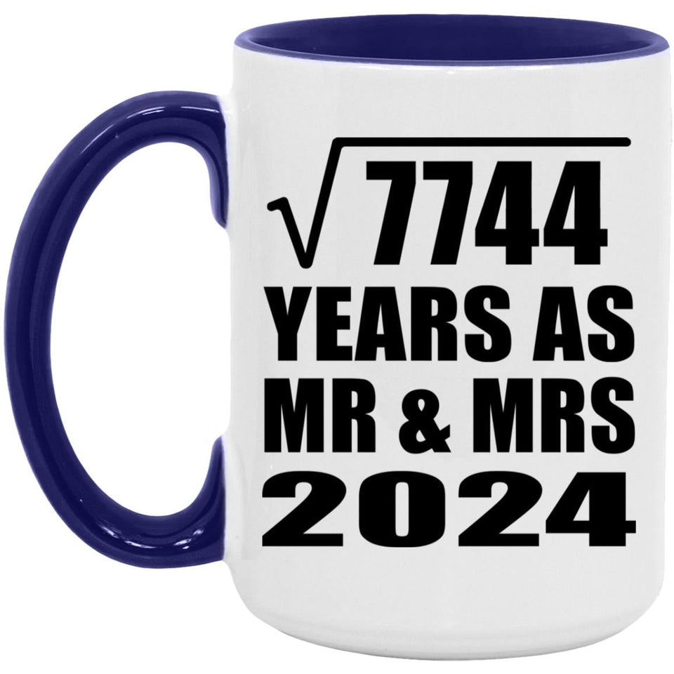 88th Anniversary Square Root of 7744 Years As Mr & Mrs 2024 - 15oz Accent Mug Purple