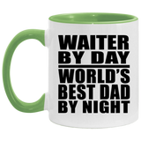 Waiter By Day World's Best Dad By Night - 11oz Accent Mug Green