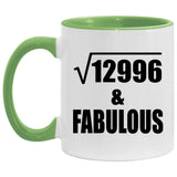 114th Birthday Square Root of 12996 & Fabulous - 11oz Accent Mug Green
