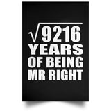 96th Anniversary Square Root of 9216 Years of Being Mr Right - Poster Portrait