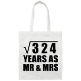 18th Anniversary Square Root of 324 Years As Mr & Mrs - Tote Bag White