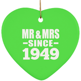 75th Anniversary Mr & Mrs Since 1949 - Heart Ornament
