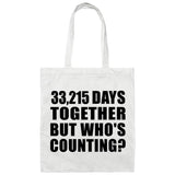 91st Anniversary 33,215 Days Together Who's Counting - Tote Bag White