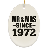 52nd Anniversary Mr & Mrs Since 1972 - Oval Ornament