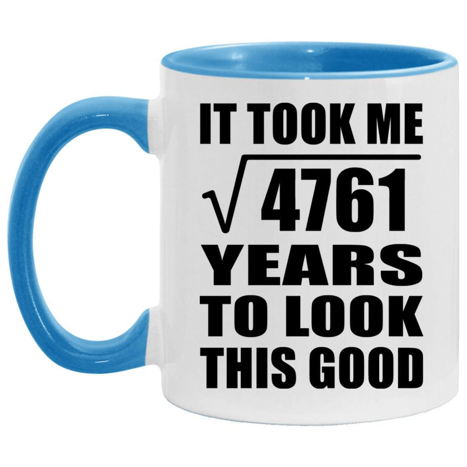 69th Birthday Took Square Root of 4761 Years To Look Good - 11oz Accent Mug Blue