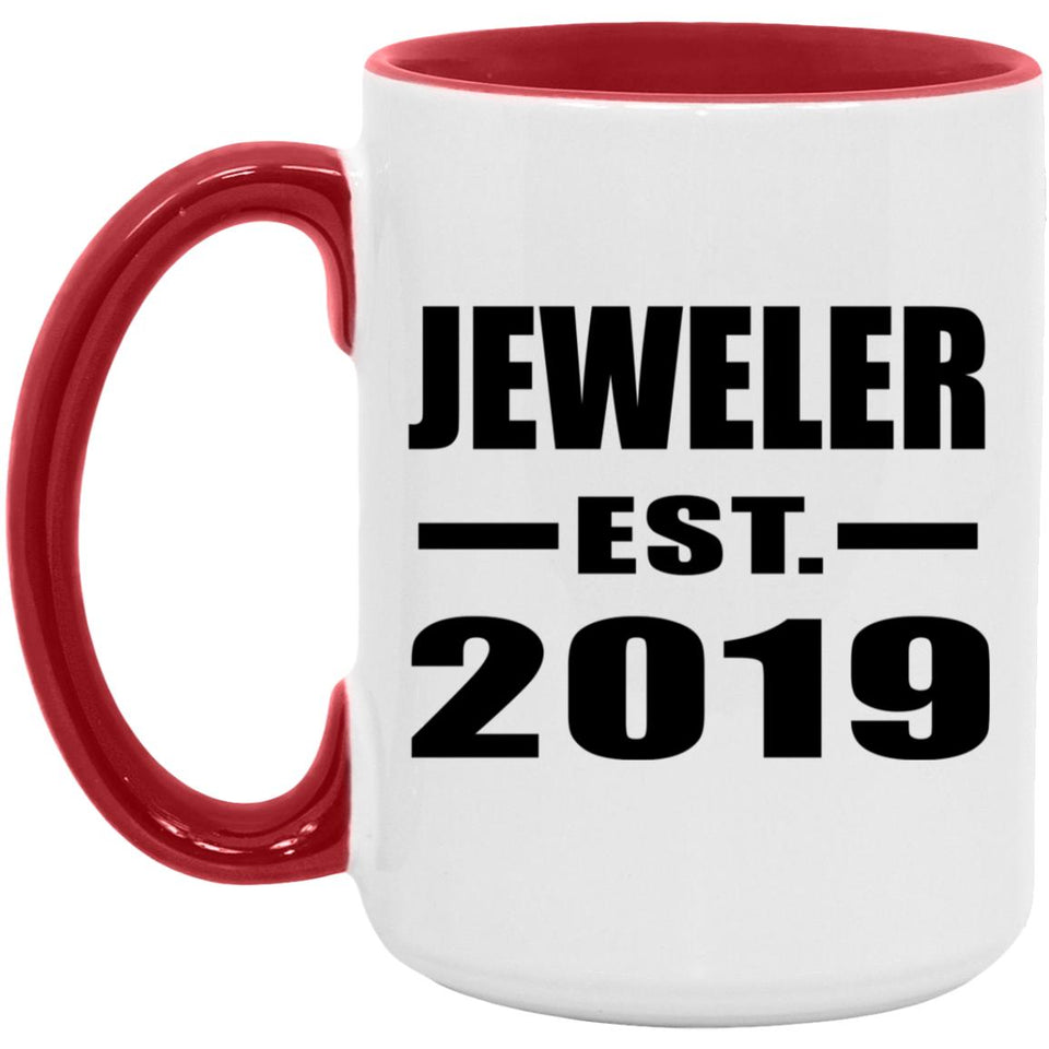 Jeweler Established EST. 2019 - 15oz Accent Mug Red