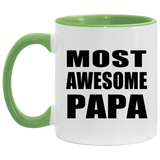 Most Awesome Papa - 11oz Accent Mug Green