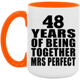 48th Anniversary 48 Years Of Being Mrs Perfect - 15oz Accent Mug Orange