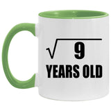 3rd Birthday Square Root of 9 Years Old - 11oz Accent Mug Green