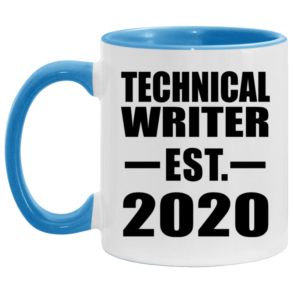 Technical Writer Established EST. 2020 - 11oz Accent Mug Blue