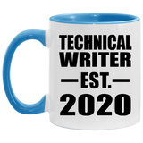 Technical Writer Established EST. 2020 - 11oz Accent Mug Blue