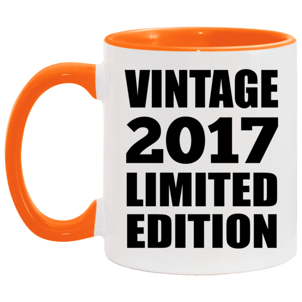 7th Birthday Vintage 2017 Limited Edition - 11oz Accent Mug Orange
