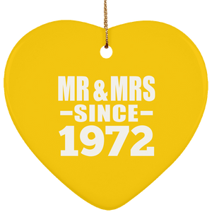 52nd Anniversary Mr & Mrs Since 1972 - Heart Ornament