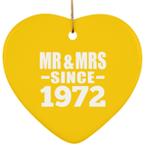 52nd Anniversary Mr & Mrs Since 1972 - Heart Ornament