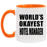 World's Okayest Hotel Manager - 11oz Accent Mug Orange